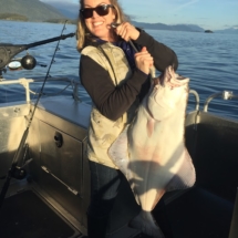 HiTime Lady with great smile and halibut